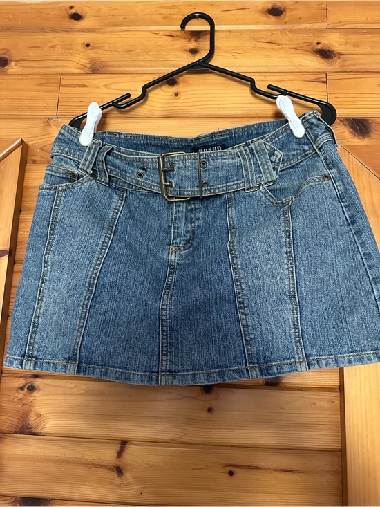 BONGO Dresses & Skirts - BONGO Blue Paneled Denim Mini Skirt with Buckle Belt